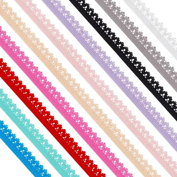 30 Yards 10 Colors Polyester Elastic Flower Lace Ribbons