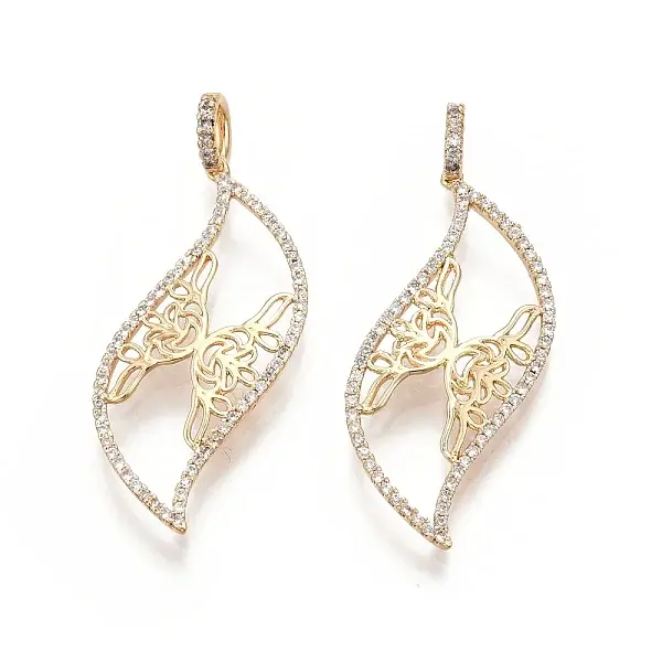 Brass Micro Pave Clear Cubic Zirconia Pendants
