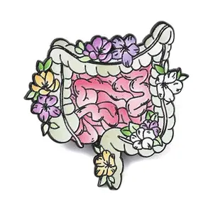 Floral Enteric Canal Enamel Brooches