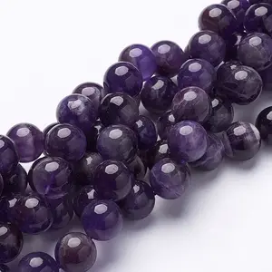 15 inch Round Natural Amethyst Beads Strands