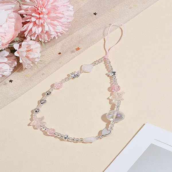 1Pc Acrylic Glass Beads Mobile Chain