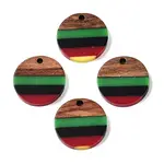 Jamaican Colour Epoxy Resin & Walnut Wood Pendants