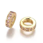Brass Cubic Zirconia Rondelle European Beads