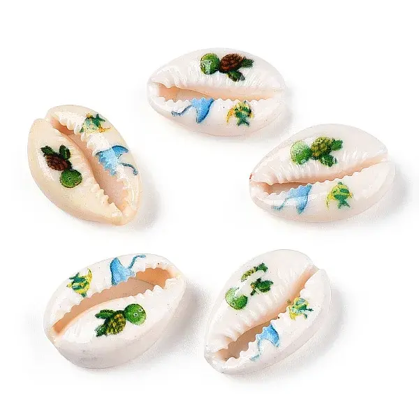 Printed Cowrie Shell Beads