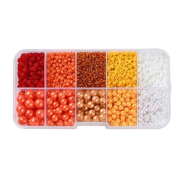 DIY 10 Grids ABS Plastic & Glass Seed Beads Jewelry Making Finding Beads Kits