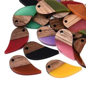 Opaque Resin & Walnut Wood Pendants