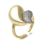 Teardrop Brass Micro Pave Cubic Zirconia Open Cuff Rings for Women