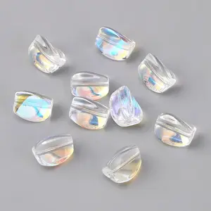 10Pcs Electroplate Transparent Glass Beads