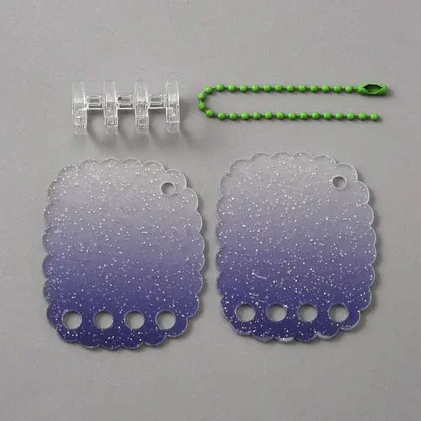 Gradient Glitter Plastic Loose Leaf DIY Disc Keychain
