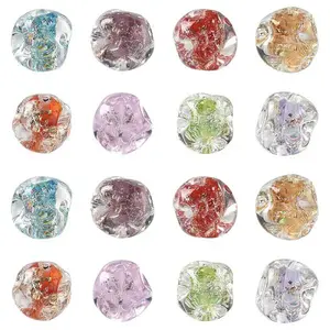 16Pcs 8 Colors Handmade Foil Lampwork Beads