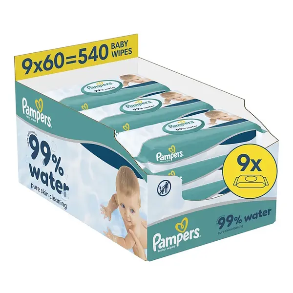 PAMPERS Obrúsky aqua zero plastic 9 x 60 kusov