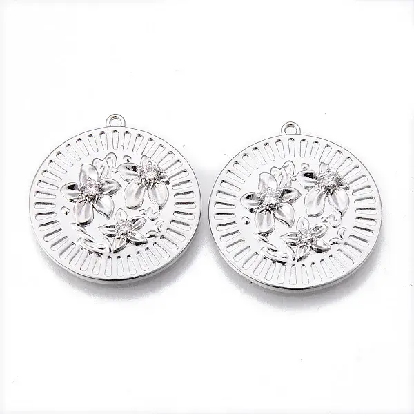 Brass Micro Pave Clear Cubic Zirconia Pendants