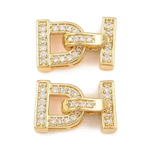 Brass Micro Pave Clear Cubic Zirconia Fold Over Clasps