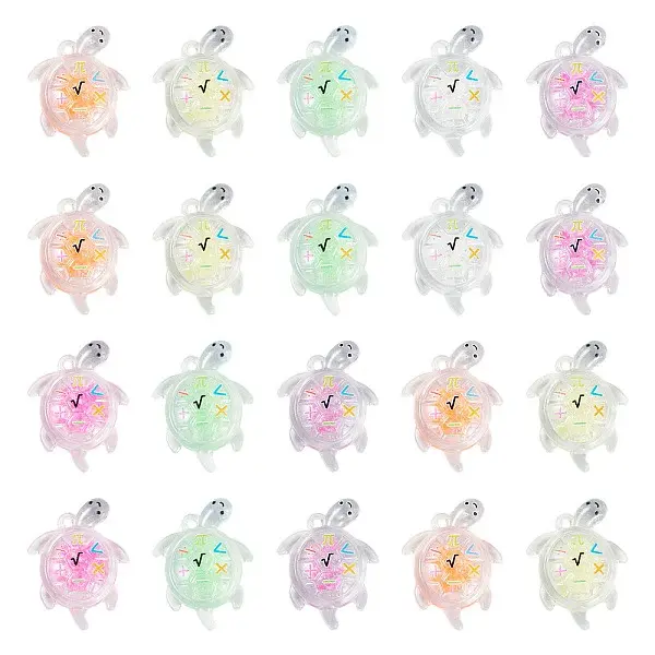 30Pcs Transparent Acrylic and Glitter Powder Pendants