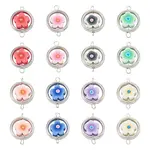 20Pcs Polymer Clay Flower & CCB Ring Frame Links Connector Charms