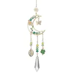 Glass Beads Wire Wrapped Brass Moon Pendant Decoration
