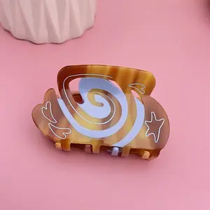 Cellulose Acetate Vortex Pattern Claw Hair Clips