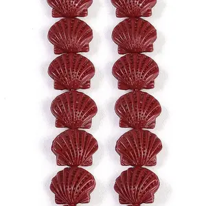 Synthetic Coral Dyed Carved Beads Strands