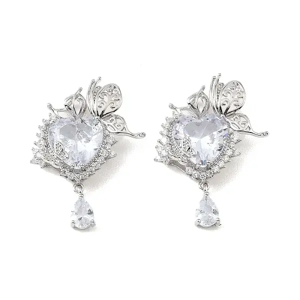 Brass & Clear Cubic Zirconia Pendants