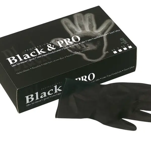 Latexové rukavice pro kadeřníky Sibel Black Pro 20 ks - L (094000156) + dárek zdarma