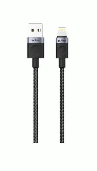 Kabel iPEAX TEXTILNÍ USB-A / LIGHTNING 1,5M, USB 2.0, černá