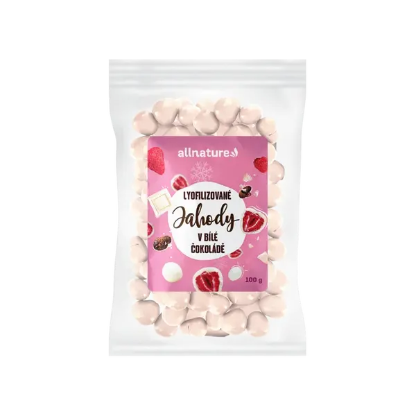 ALLNATURE Mrazem sušené jahody v bílé čokoládě 100 g