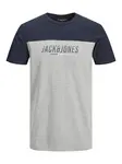 JACK & JONES Tričko 'Dan'  námornícka modrá / sivá melírovaná / biela