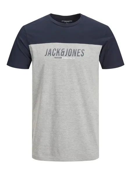 JACK & JONES Tričko 'Dan'  námornícka modrá / sivá melírovaná / biela