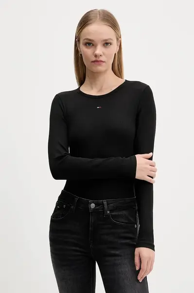 Tričko s dlouhým rukávem Tommy Jeans 2-pack dámské, bílá barva, DW0DW17716