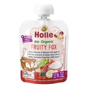 HOLLE Fruity Fox - bio dětské ovocné pyré s jogurtem 85 g