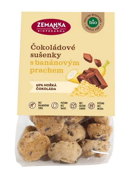 ZEMANKA Bio sušenky s čokoládou a banánovým prachem 100 g