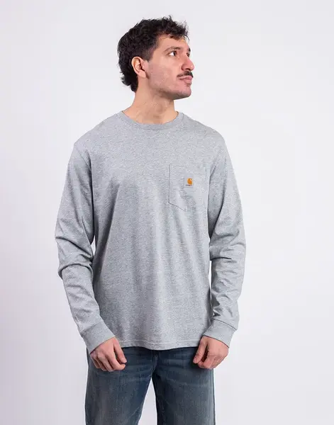 Tričko Carhartt WIP L/S Pocket T-Shirt Grey Heather