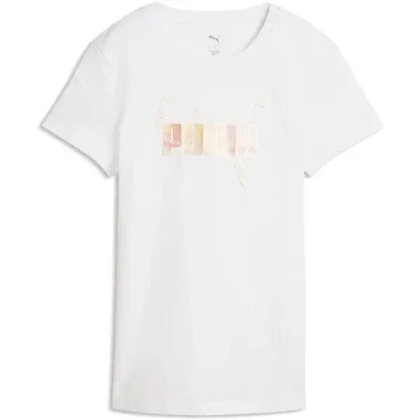 Puma ESSENTIALS LOGO LAB METALLIC TEE Dámské triko, bílá, velikost