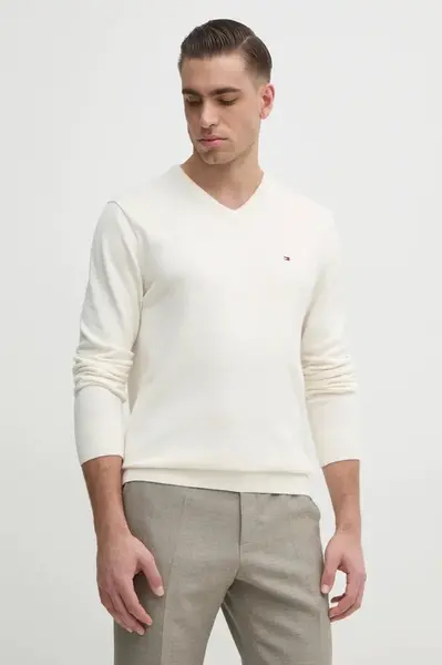 Bavlněný svetr Tommy Hilfiger černá barva, lehký, MW0MW14745