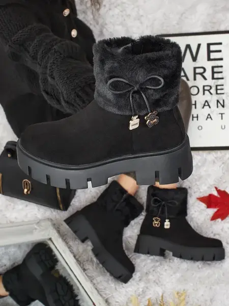 Dámské kotníkové boty Resti z ekosemiše s kožešinou