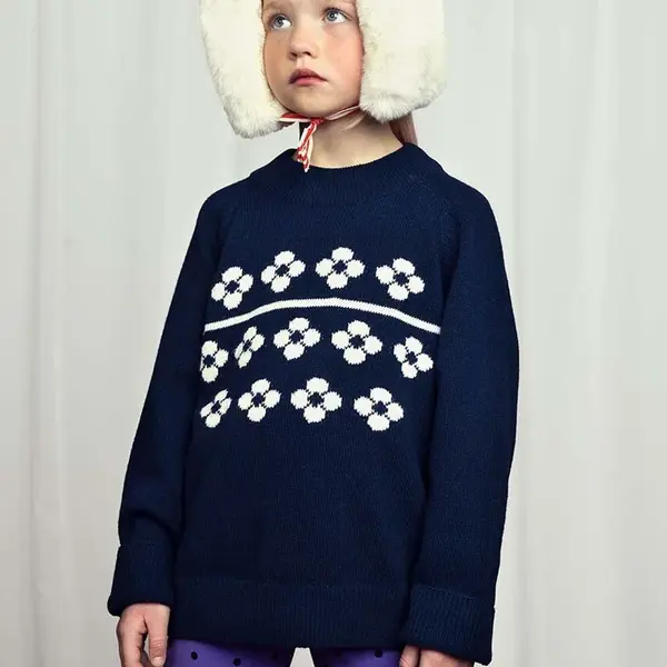 Dětský svetr s příměsí vlny Mini Rodini Flowers