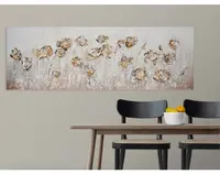 Ručne maľovaný obraz Kvety 120x40 cm, 3D štruktúra%