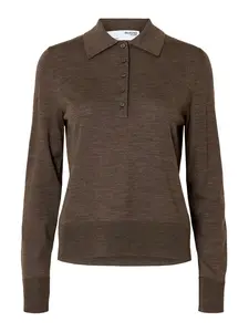 SELECTED Sveter 'SLFThea'  tmavohnedá