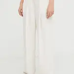 Kalhoty Day Birger et Mikkelsen dámské, béžová barva, široké, high waist