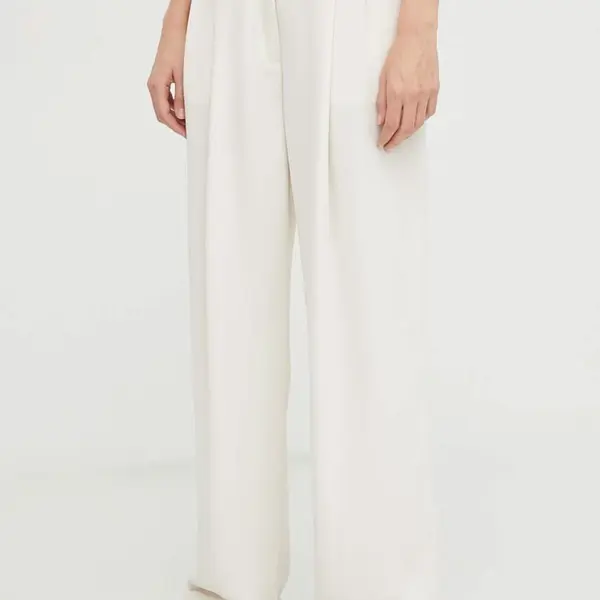 Kalhoty Day Birger et Mikkelsen dámské, béžová barva, široké, high waist