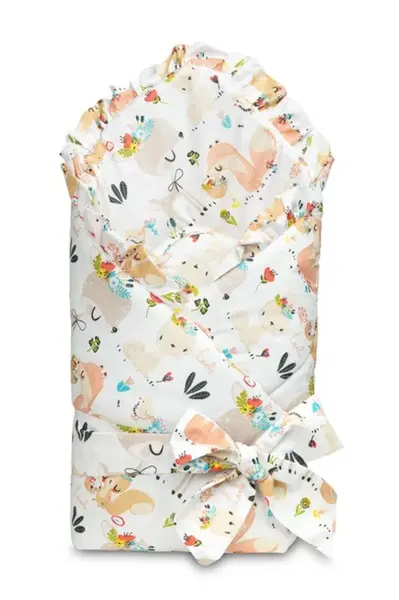 SENSILLO Zavinovačka pro miminko s volánkem 75x75cm, Zvířátka