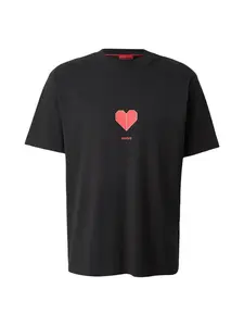 HUGO Tričko 'Dalentin'  červená / čierna