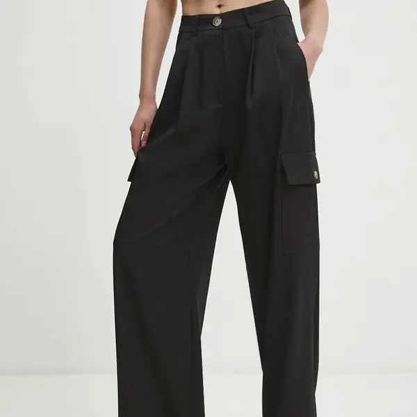 Kalhoty Answear.LAB dámské, černá barva, široké, high waist