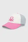 Dětská bavlněná kšiltovka United Colors of Benetton růžová barva
