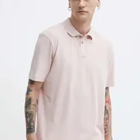 Bavlněné polo tričko HUGO růžová barva, 50493206
