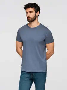 Ombre BASIC men's classic cotton T-shirt - blue denim