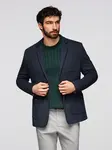 Ombre Men's SLIM knit jacket with subtle texture - navy blue