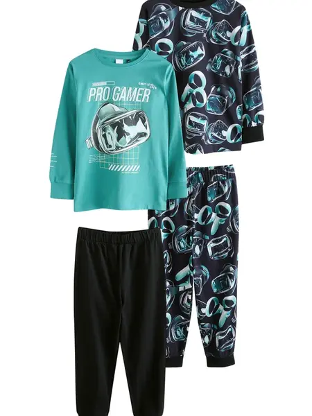 Next Pyžamo  tyrkysová / čierna / biela