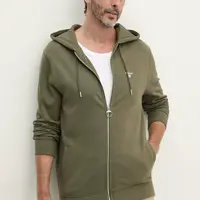 Bavlněná mikina Barbour pánská, zelená barva, s kapucí, melanžová, MOL0649