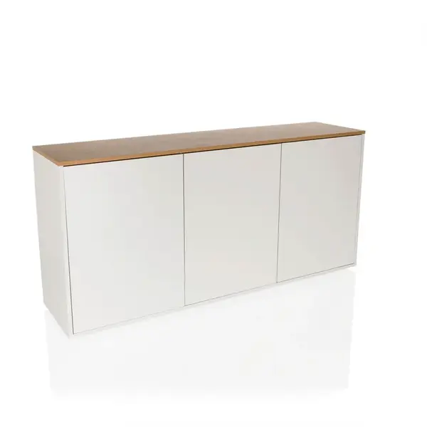 MID.YOU ŠIROKÁ KOMODA, bílá, barvy dubu, 160/76/40 cm